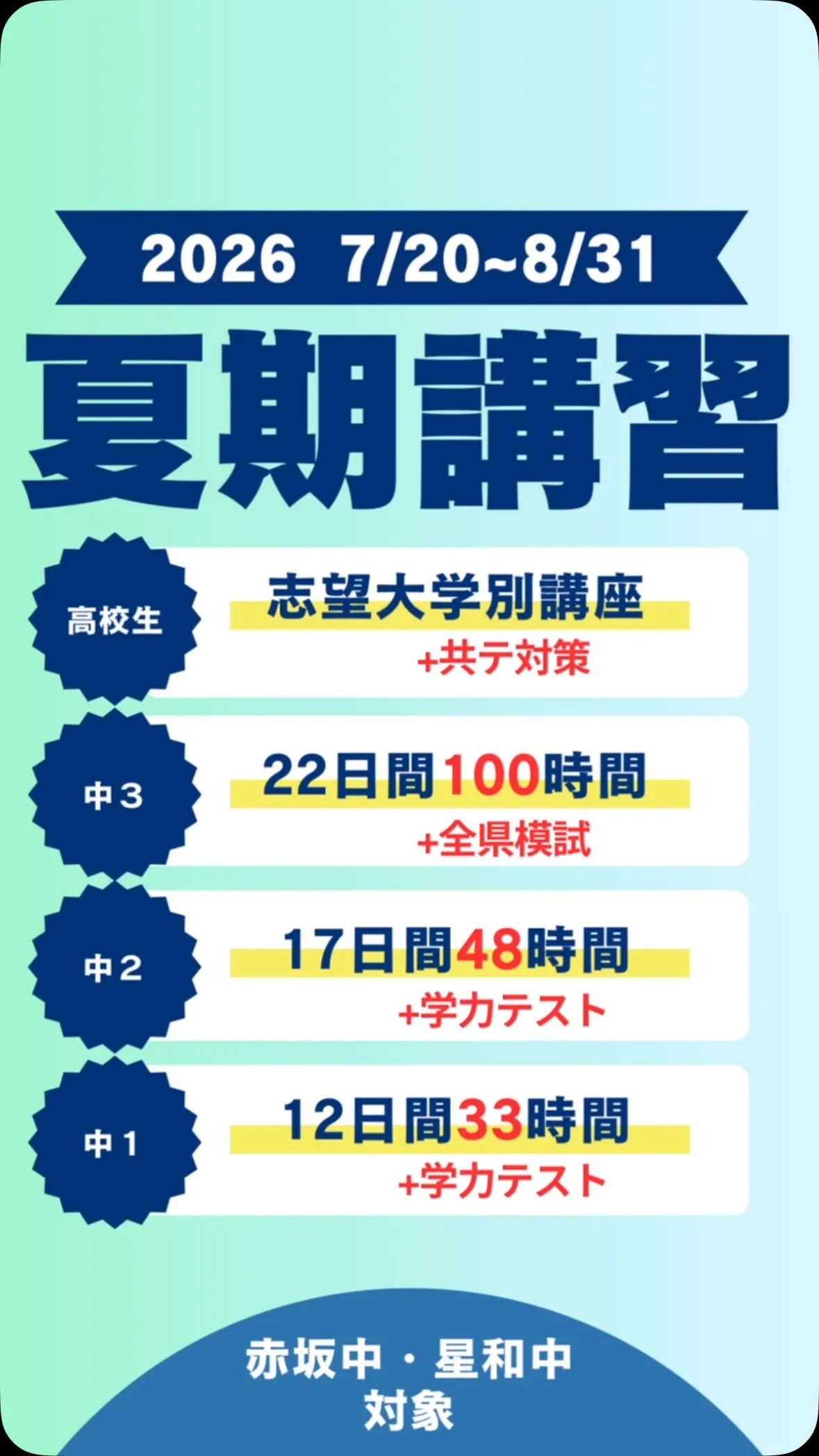 夏期講習会受付中ℹ️